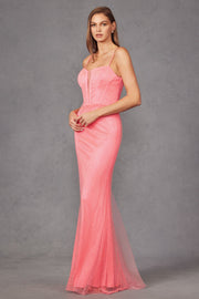 Elegant Beaded Embellished A-Line Long Formal Prom Evening Gown JTJT2470S