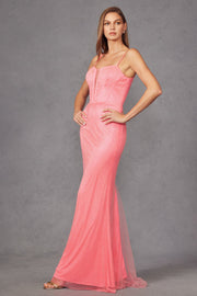 Elegant Beaded Embellished A-Line Long Formal Prom Evening Gown JTJT2470S