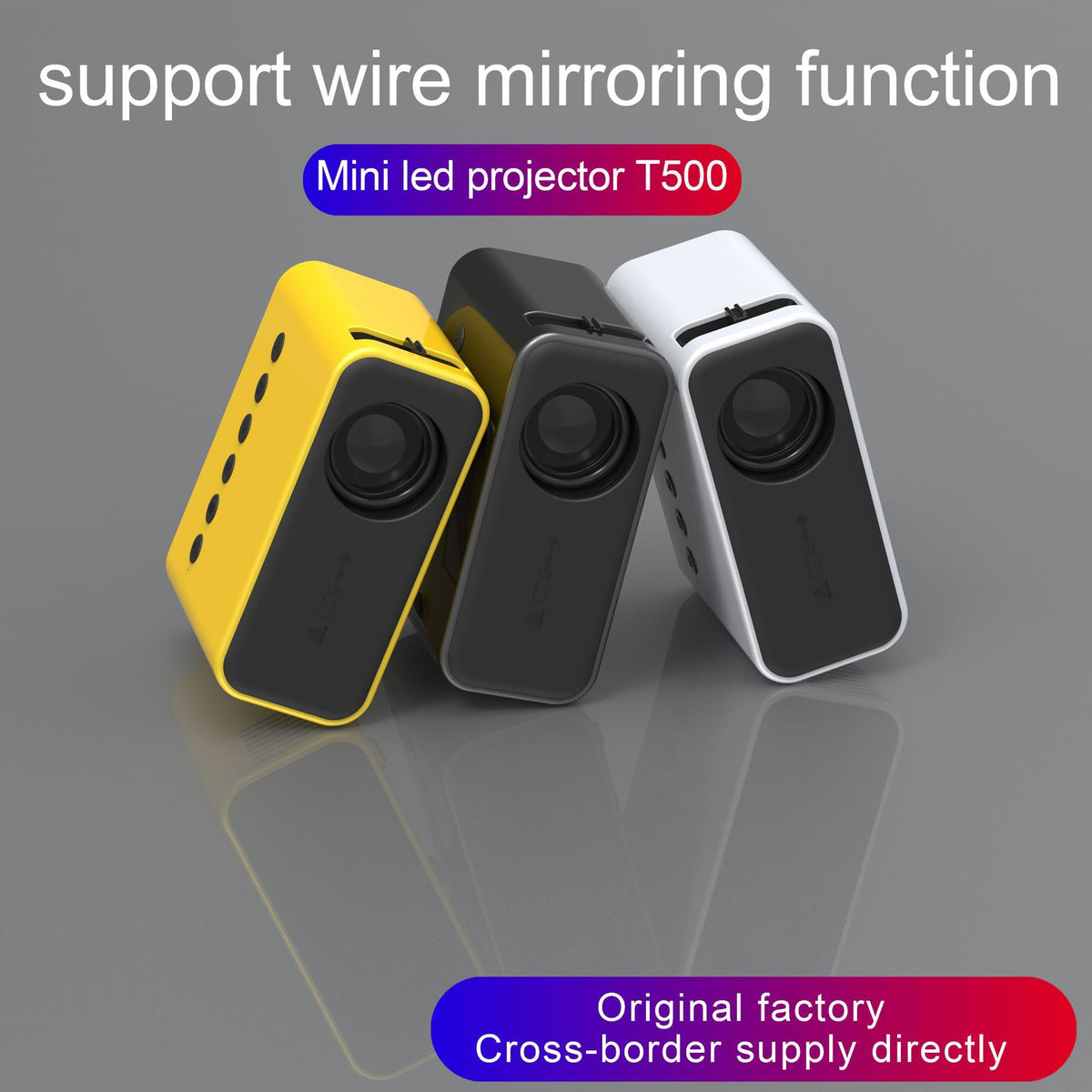 Mini LED Projector - White Edition, Wireless & Wired Screen Mirroring, 15-100 Inch, 24 ANSI Lumen, Portable Home Theater For Smartphones, 110x90x50mm