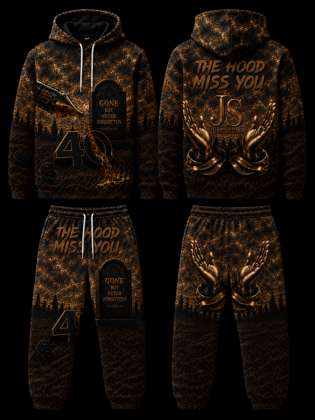 Just Style "The Hood Miss You" Premium Hoodie & Jogger Set — Blue/white