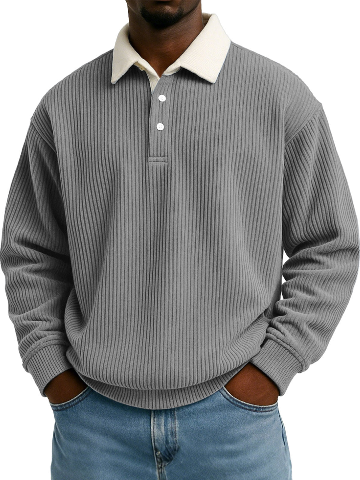 Men's Color-Block Corduroy Long-Sleeve Shirt