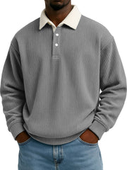 Men's Color-Block Corduroy Long-Sleeve Shirt