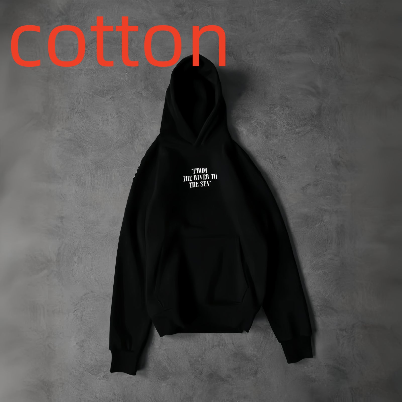 Men’s Cotton Letter-Print Hoodie with Patch Pocket
