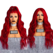 Just Style Red Long Curly Lace Front Wig