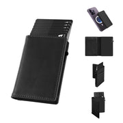 TOYFID Aluminum Alloy Wallet With Genuine Leather Cover Men's Billfolds