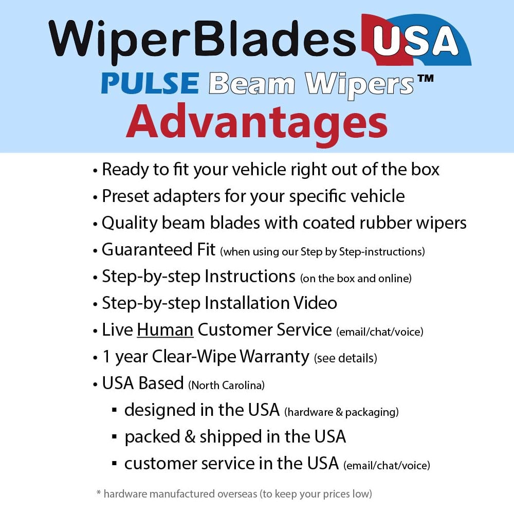 2016 Volkswagen Tiguan Wiper Blades w/1yr Wear Warranty (Set of 2) Wipers