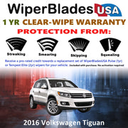 2016 Volkswagen Tiguan Wiper Blades w/1yr Wear Warranty (Set of 2) Wipers