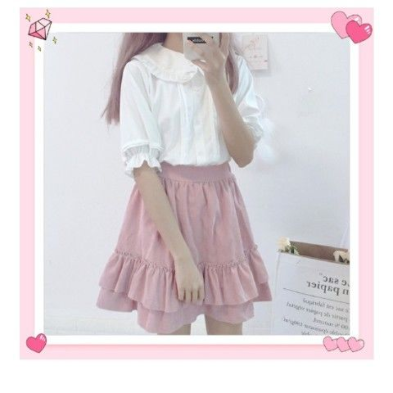 Sweet Ruffle Short-Sleeve Women’s Top