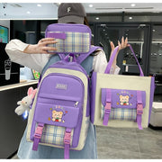 just style Large Capacity Plaid 3-Piece School Set