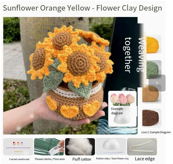 DIY Tulip & Daisy Crochet Bouquet Kit