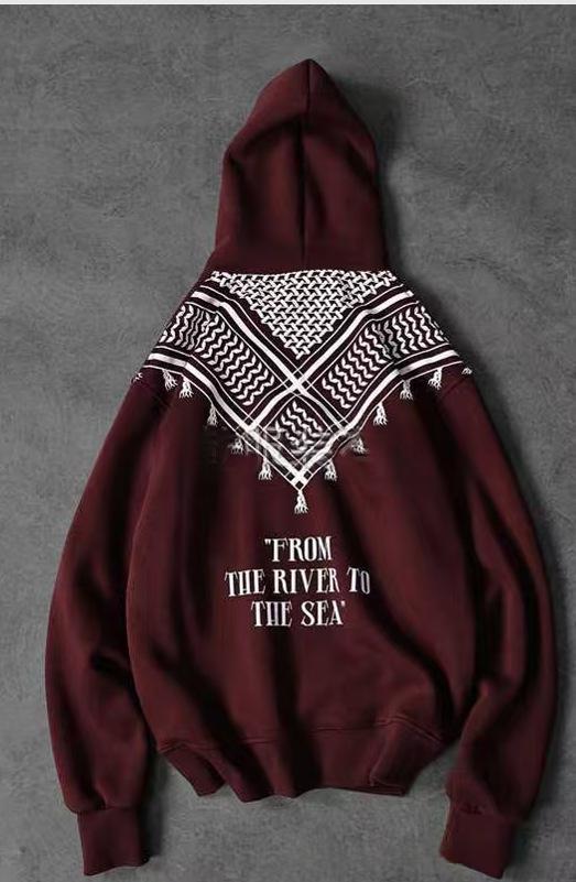 Men’s Cotton Letter-Print Hoodie with Patch Pocket