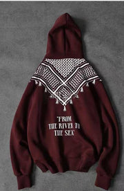 Men’s Cotton Letter-Print Hoodie with Patch Pocket