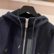 Oversized Color-Block Hoodie Jacket for Women