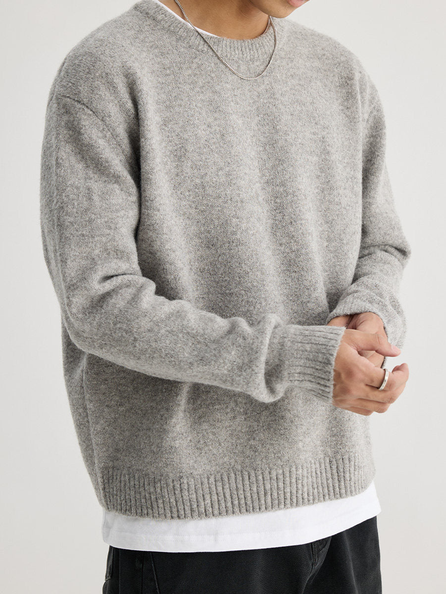 Unisex Solid Crewneck Knit Sweater