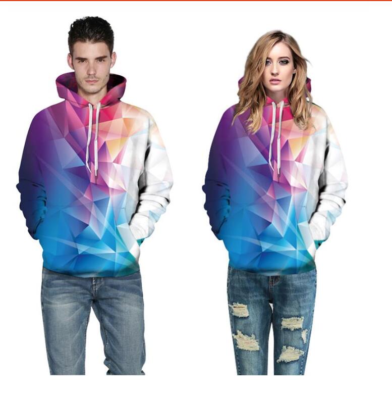 3D Color Block Hoodie for Couples - Streetwear Jacket