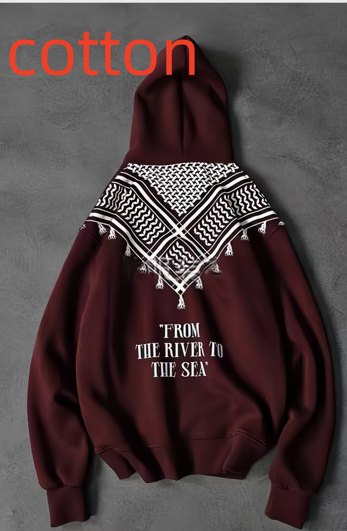 Men’s Cotton Letter-Print Hoodie with Patch Pocket
