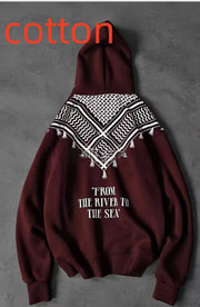 Men’s Cotton Letter-Print Hoodie with Patch Pocket