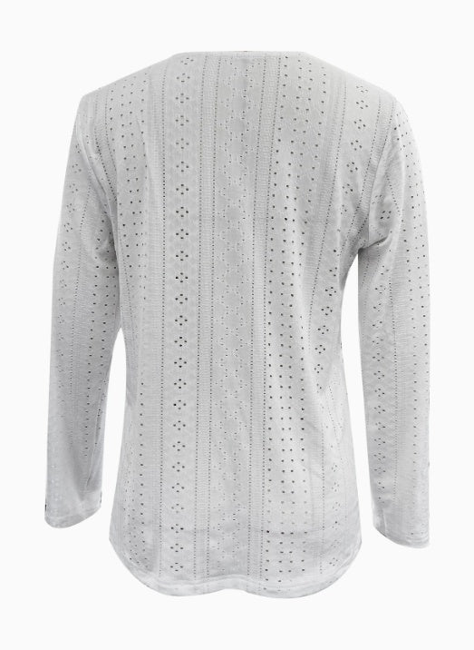 Long Sleeve Shirt Button Front V Neck Blouse Women's Clothing