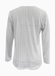Long Sleeve Shirt Button Front V Neck Blouse Women's Clothing
