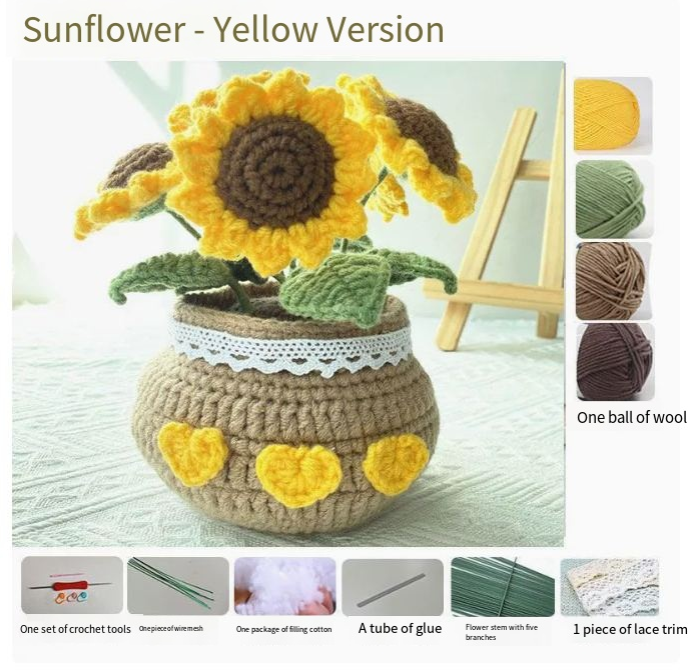 DIY Tulip & Daisy Crochet Bouquet Kit