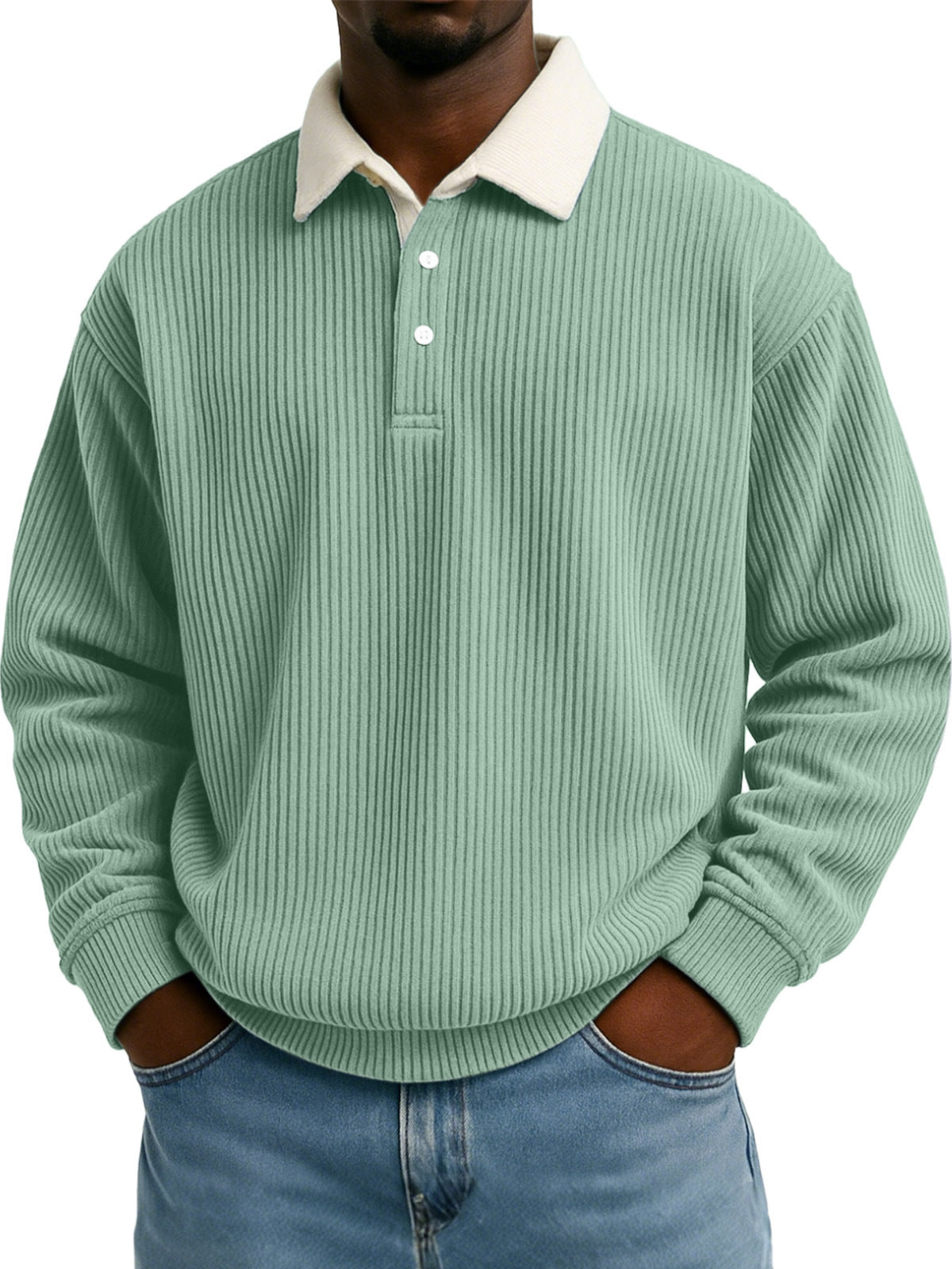 Men's Color-Block Corduroy Long-Sleeve Shirt