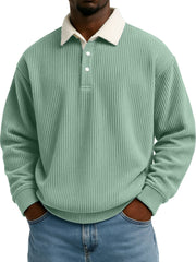 Men's Color-Block Corduroy Long-Sleeve Shirt