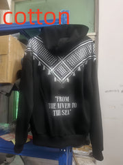 Men’s Cotton Letter-Print Hoodie with Patch Pocket
