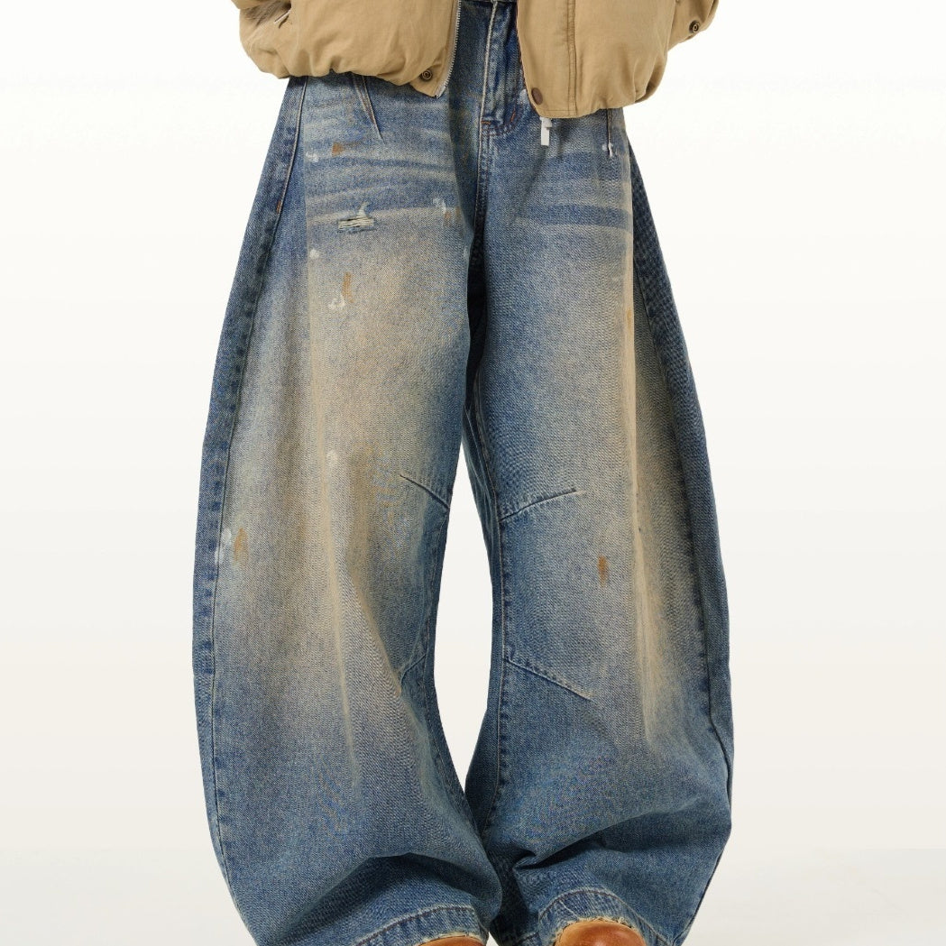 Just Style Men’s Retro Distressed Wide-Leg Jeans