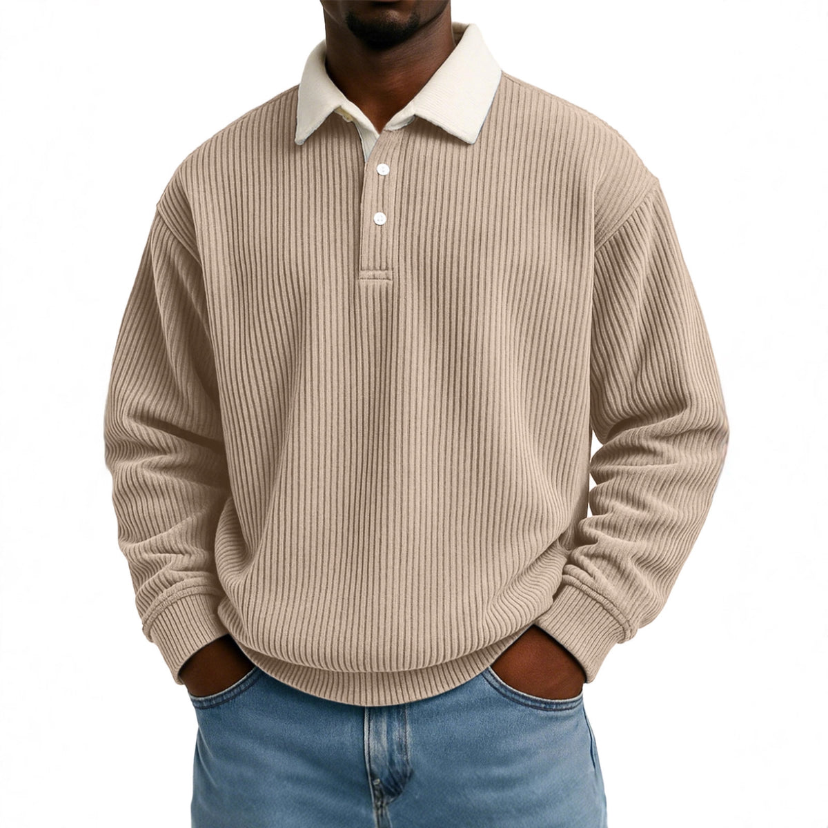 Men's Color-Block Corduroy Long-Sleeve Shirt