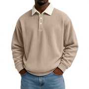 Men's Color-Block Corduroy Long-Sleeve Shirt