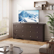 6 Drawer Dresser And TV Stand For 65 Inch TV Brown