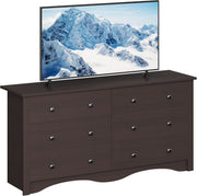 6 Drawer Dresser And TV Stand For 65 Inch TV Brown