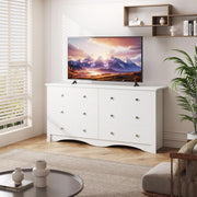 6 Drawer Dresser and TV Stand in White for 65 Inch TV