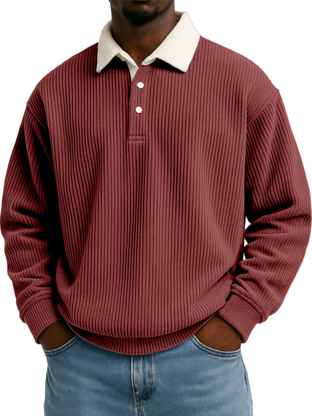 Men's Color-Block Corduroy Long-Sleeve Shirt
