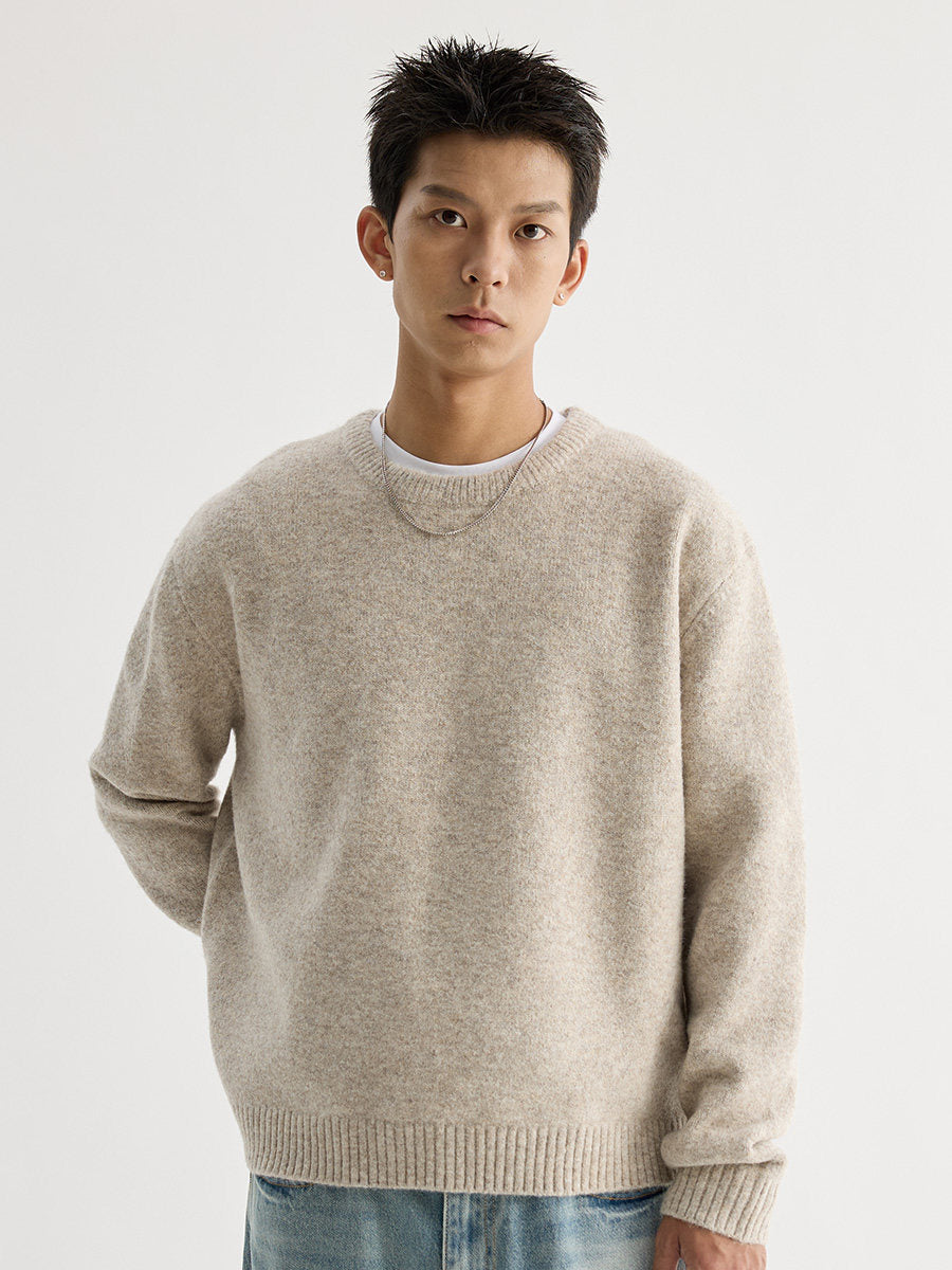 Unisex Solid Crewneck Knit Sweater