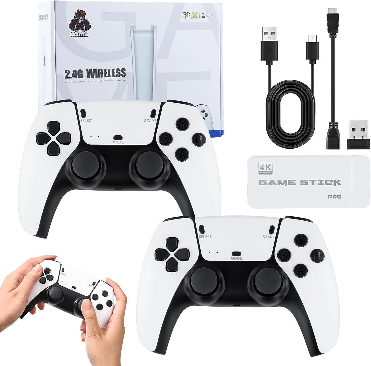 20000 Retro Video Game Console 4K HD TV Game Stick Ink.2 Wireless Controller