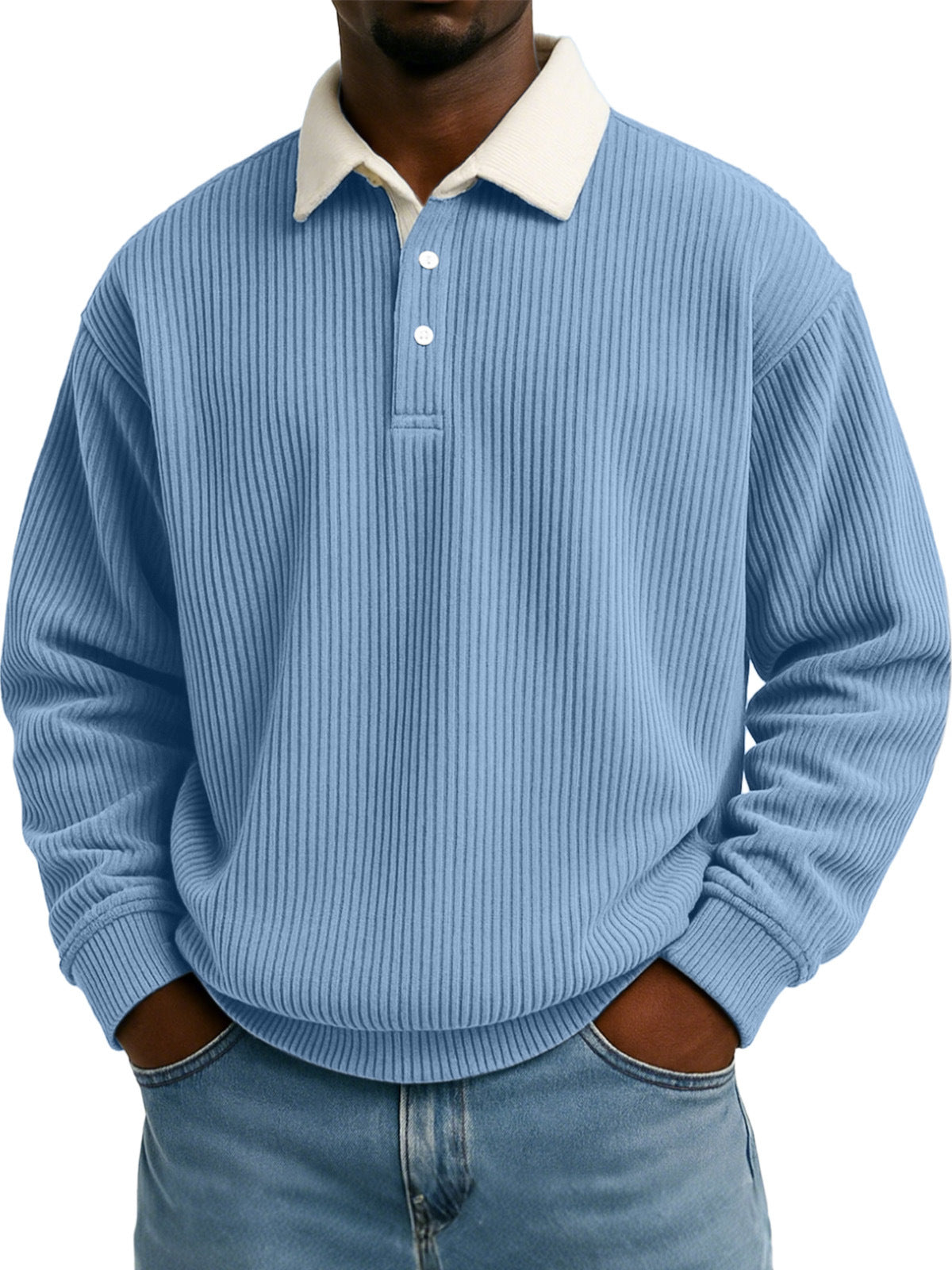 Men's Color-Block Corduroy Long-Sleeve Shirt