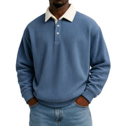 Men's Color-Block Corduroy Long-Sleeve Shirt