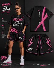 Beyond The Limits Performance T-Shirt & Shorts Set – Black/Pink