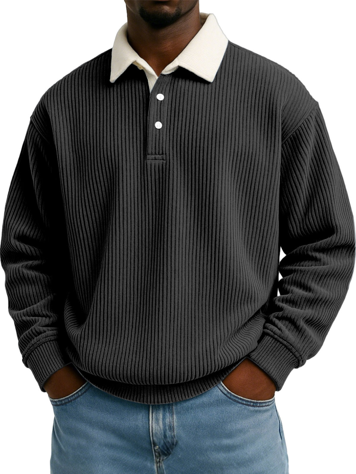Men's Color-Block Corduroy Long-Sleeve Shirt