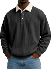 Men's Color-Block Corduroy Long-Sleeve Shirt