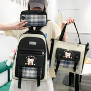 just style Large Capacity Plaid 3-Piece School Set