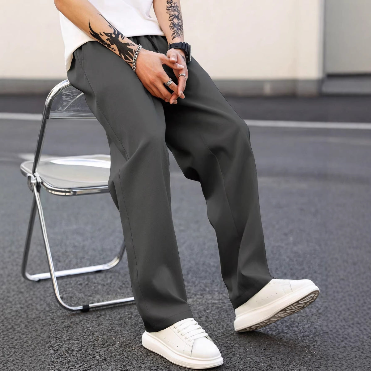 Men's Relaxed Straight-Leg Casual Pants