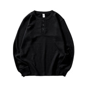 Mens Loose-fit Casual Comfortable Versatile Long-sleeve Crew Neck