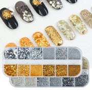 Nail Gold And Silver Glitter Laser Sequins