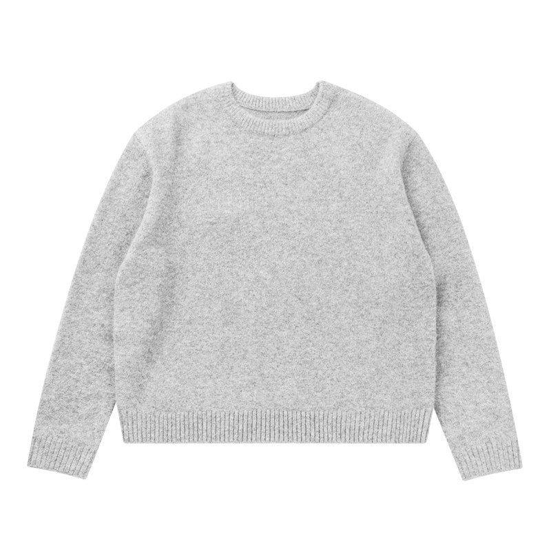 Unisex Solid Crewneck Knit Sweater