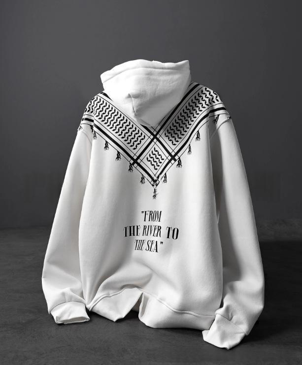 Men’s Cotton Letter-Print Hoodie with Patch Pocket