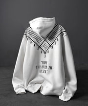 Men’s Cotton Letter-Print Hoodie with Patch Pocket