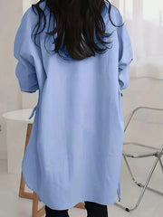 Women's Solid Color Drop Shoulder Long Sleeve Shirt