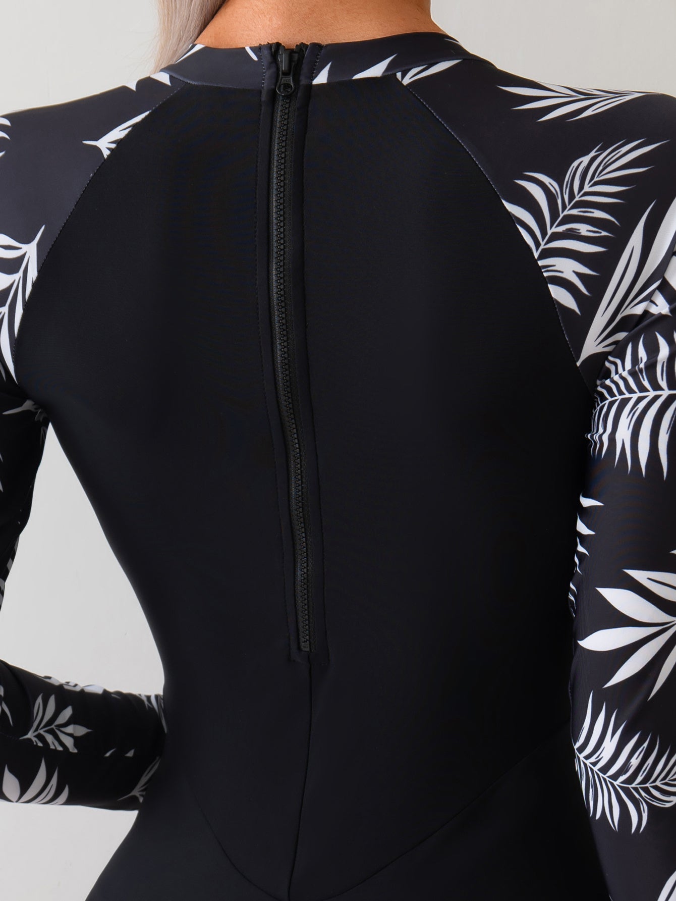 Just Style Women's Long Sleeve Floral One-Piece Swimsuit